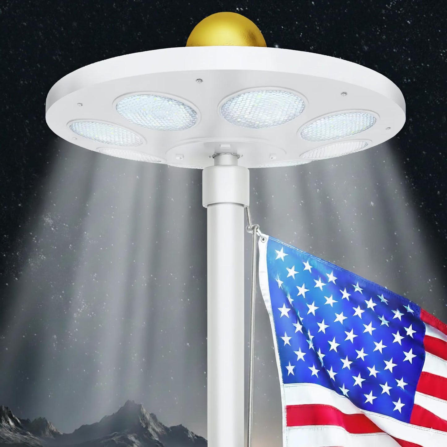 Flag Pole Light Solar Powered - Ultra Bright 136 LEDs for 15-25 Ft Flagpoles, Waterproof Dusk to Dawn Lighting, Wide Coverage Outdoor Flagpole Solar Light