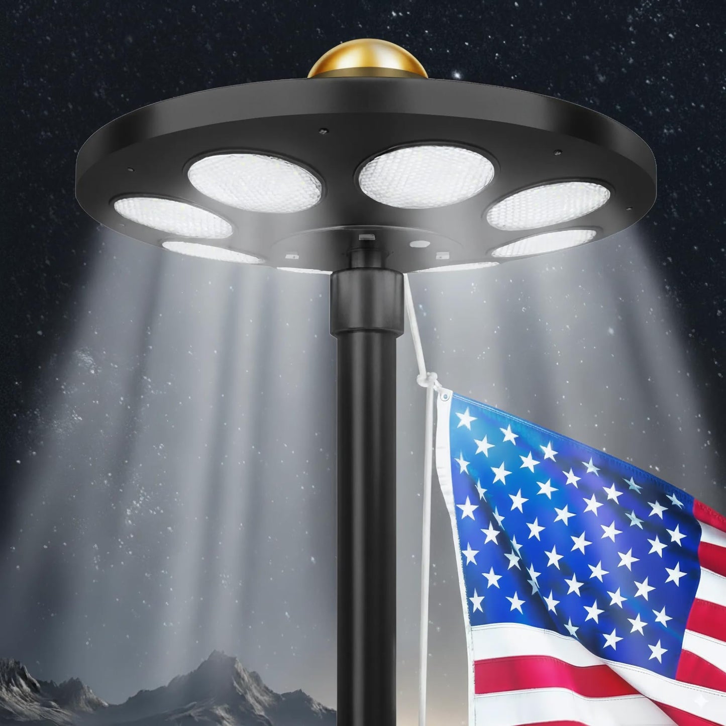 Flag Pole Light Solar Powered - Ultra Bright 136 LEDs for 15-25 Ft Flagpoles, Waterproof Dusk to Dawn Lighting, Wide Coverage Outdoor Flagpole Solar Light