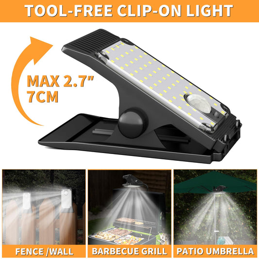 XYRIS Clip on Solar Motion Light, Grill Lighting, Outdoor Solar Camping Light