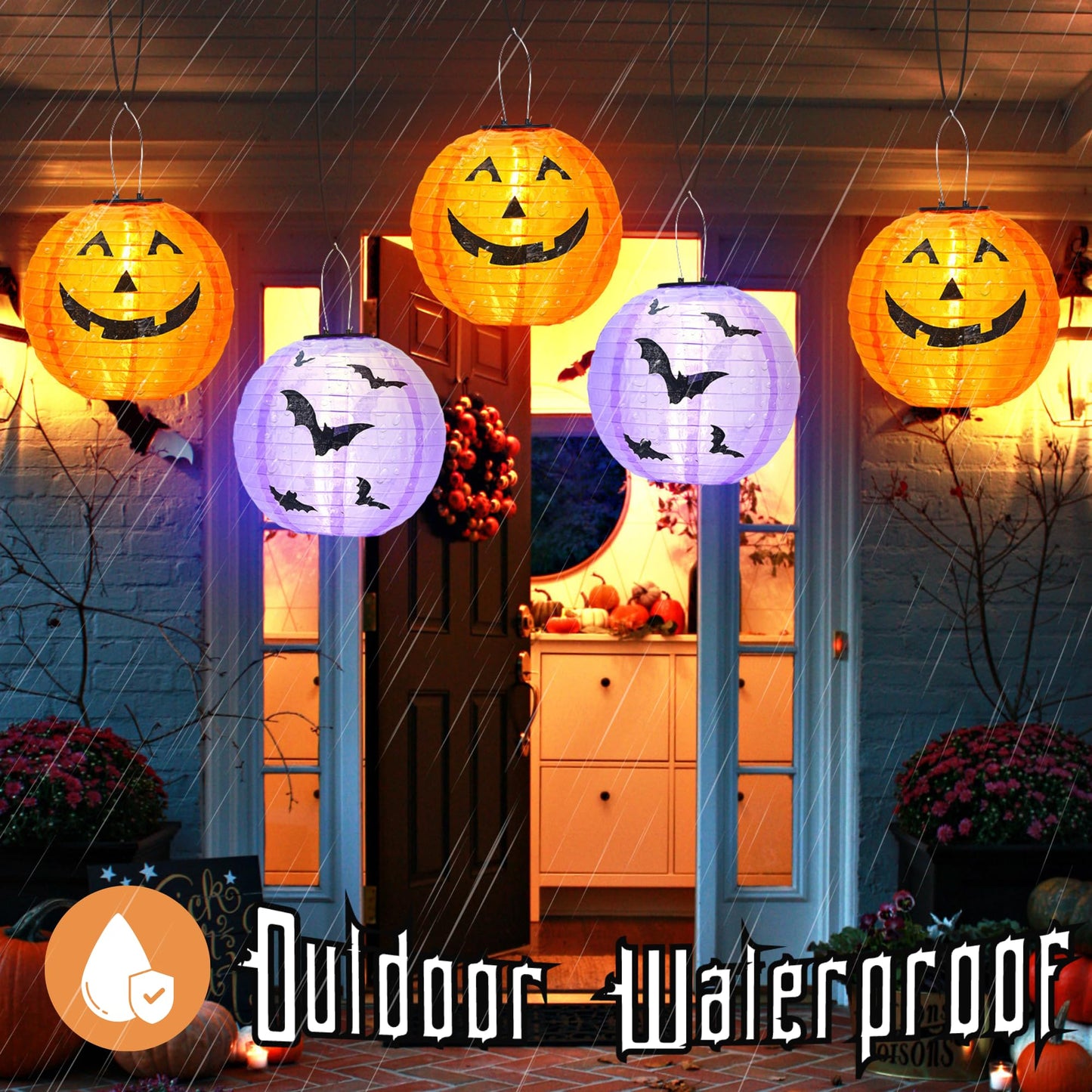 Halloween Decorations Outdoor Clearance Solar Jack O Lantern 2 Pack - Fabric Handmade Hanging Pumpkin Lights and Starry Night Pumpkins for Spooky Decor ( Not a Bucket for Trick or Treat )