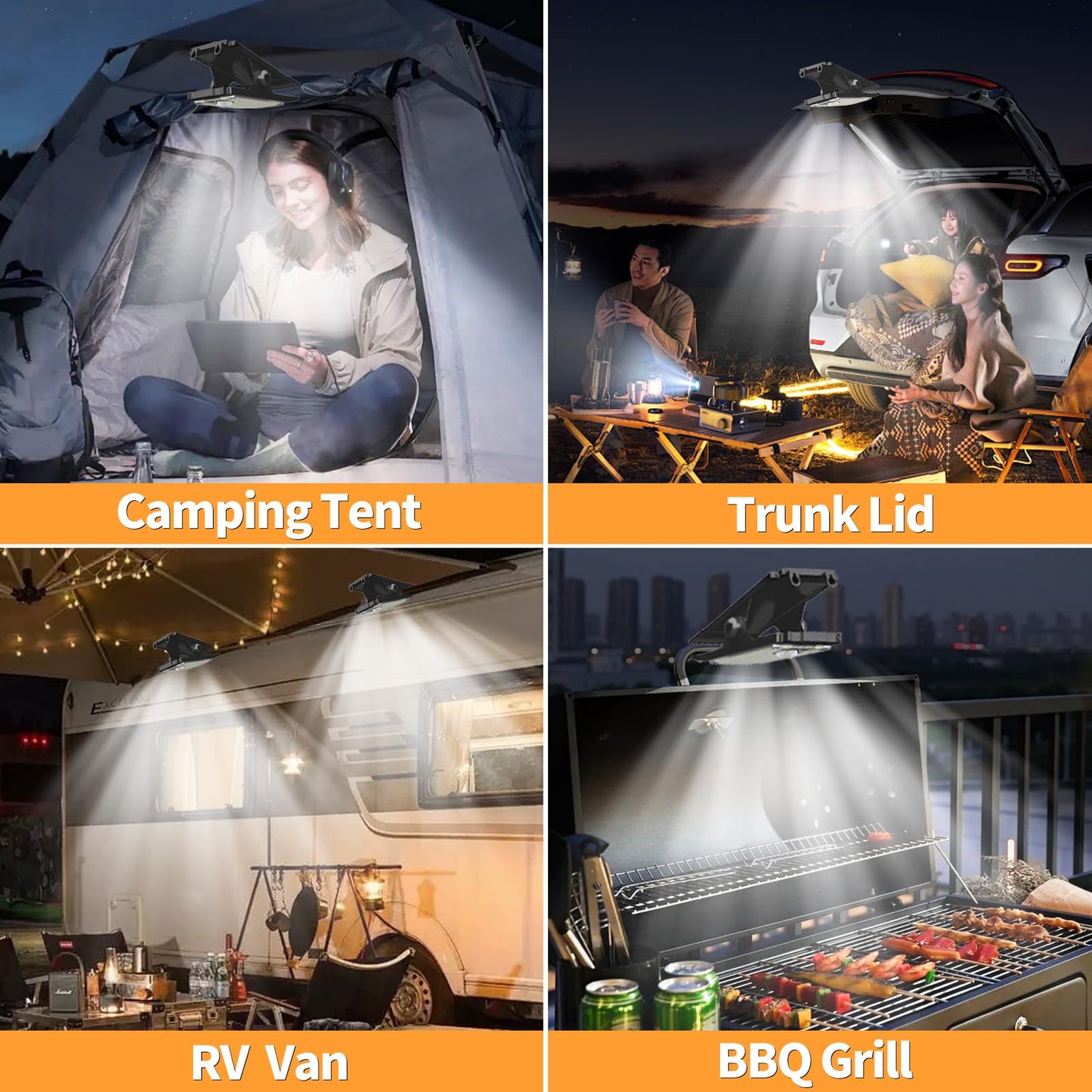 XYRIS Clip on Solar Motion Light, Grill Lighting, Outdoor Solar Camping Light