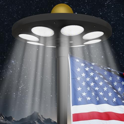 XYRIS Solar Powered Flag Pole Light, 136 LED Bulbs, Automatic On/Off