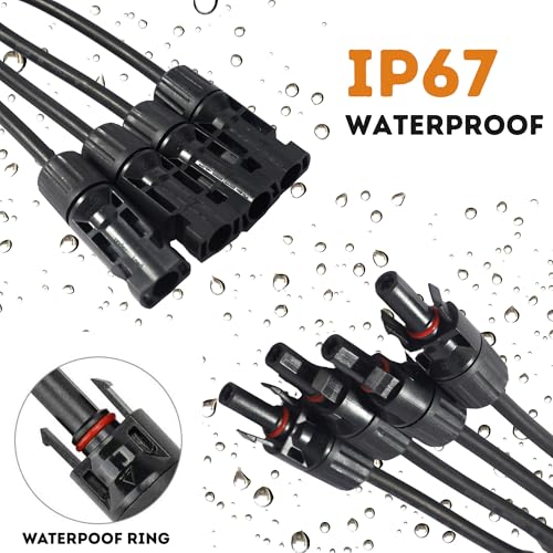 XYRIS Solar Panel Cable Connector, 1-to-4 Branch Splitter