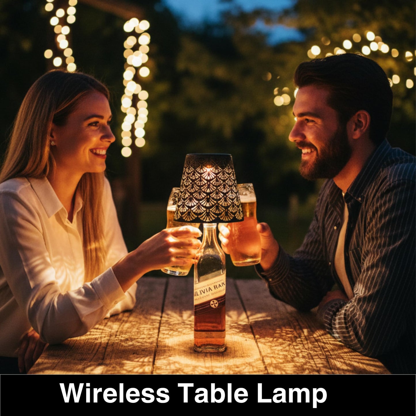 Wireless Bottle Lamp Solar Powered - Cast Iron Bottle Lamp Kit with Shadow Effect | DIY Cork Lights for Wine Bottles, Beer & Liquor Bottles | Solar Bottle Lights for Outdoor Patio, Bar & Home Décor