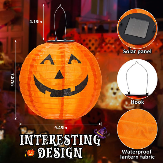 Halloween Decorations Outdoor Clearance Solar Jack O Lantern 2 Pack - Fabric Handmade Hanging Pumpkin Lights and Starry Night Pumpkins for Spooky Decor ( Not a Bucket for Trick or Treat )