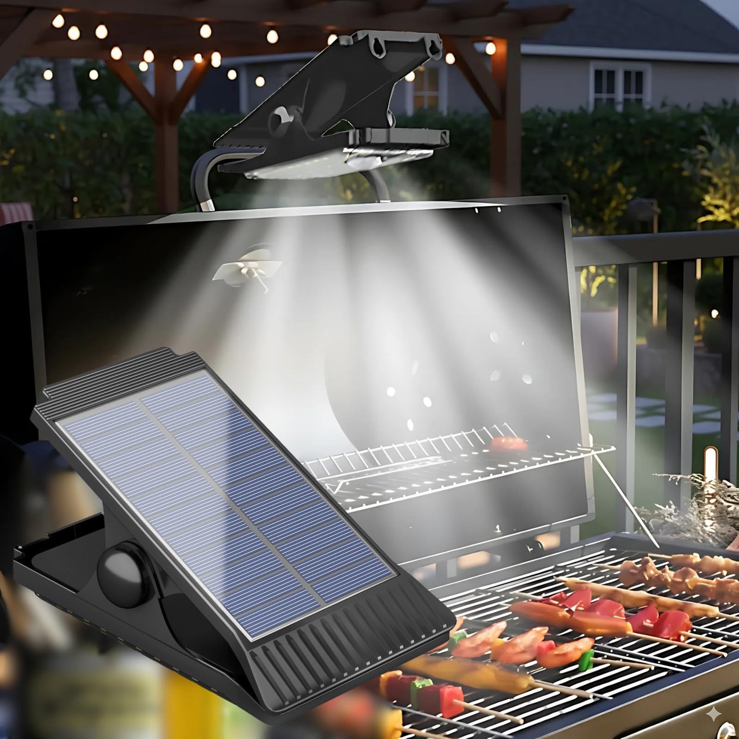 XYRIS Clip on Solar Motion Light, Grill Lighting, Outdoor Solar Camping Light