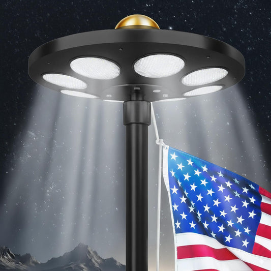 Flag Pole Light Solar Powered - Ultra Bright 136 LEDs for 15-25 Ft Flagpoles, Waterproof Dusk to Dawn Lighting, Wide Coverage Outdoor Flagpole Solar Light