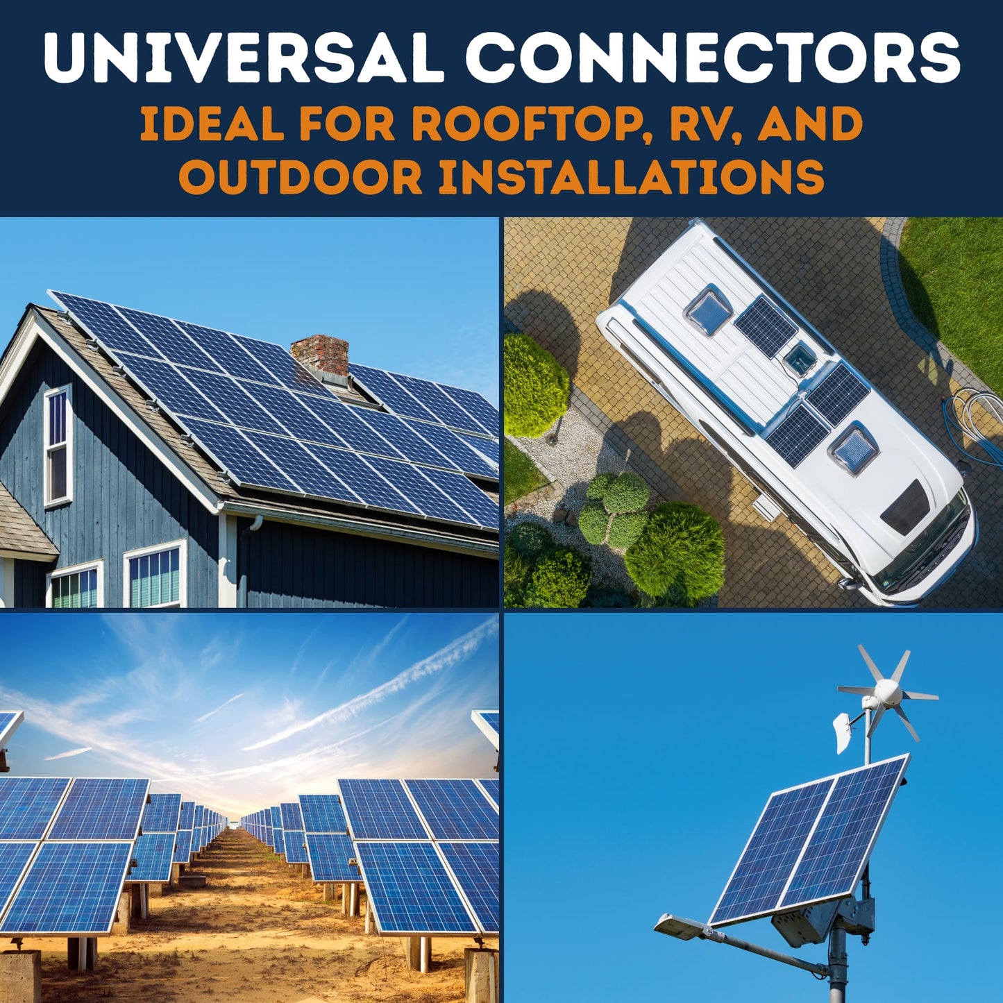 XYRIS Solar Panel Cable Connector, 1-to-4 Branch Splitter